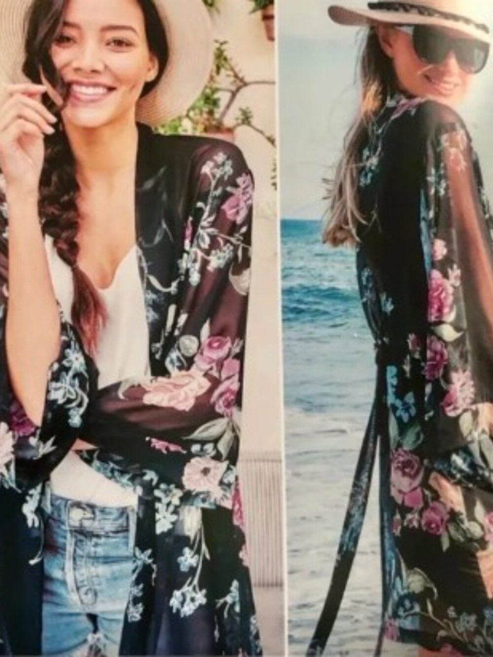 The Zoe Report - Helena Quinn Floral Kimono Duster Robe Sheet Cardigan w/ Belt